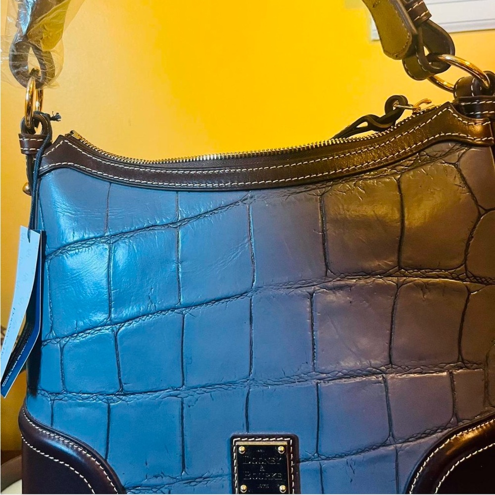 BNWT Dooney & Bourke Real Leather Denison Hobo. Steel Blue.